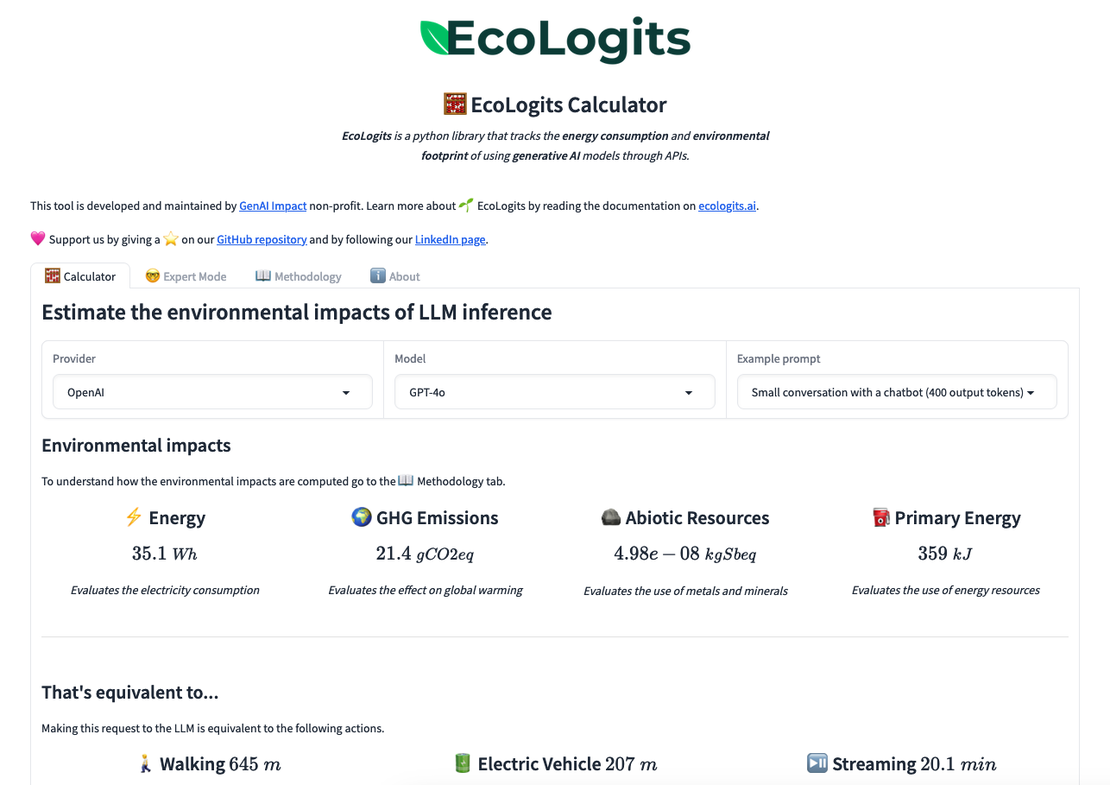 Release of EcoLogits Calculator 🧮
